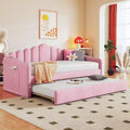 FAMYYT Twin Size Upholstered Daybed With Charging Station, Trundle, Easy Assembly
