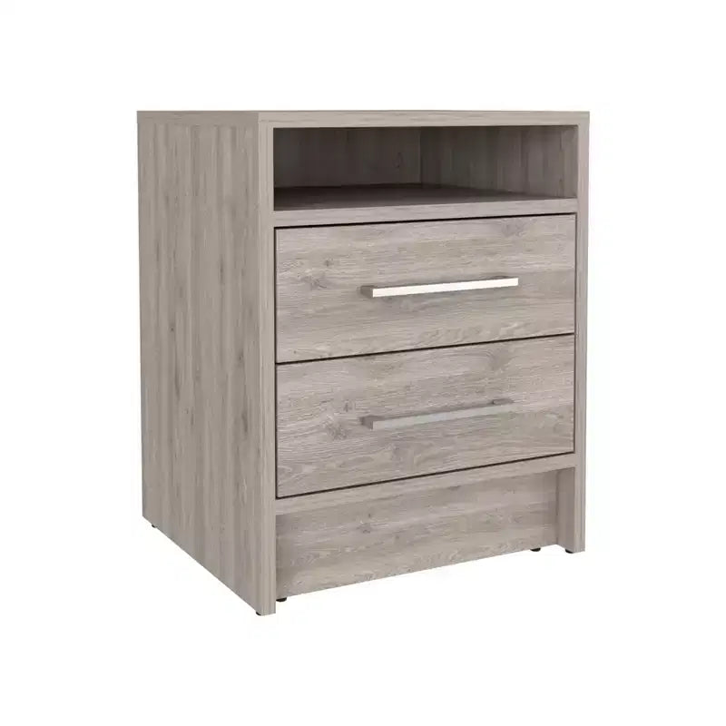 HomeRoots 20 Gray Wood Two Drawer Nightstand
