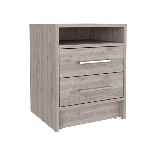 HomeRoots 20 Gray Wood Two Drawer Nightstand