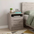 HomeRoots 20 Gray Wood Two Drawer Nightstand