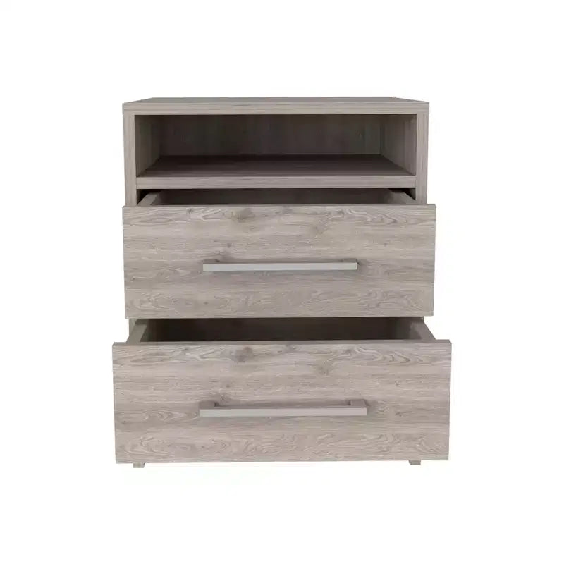 HomeRoots 20 Gray Wood Two Drawer Nightstand