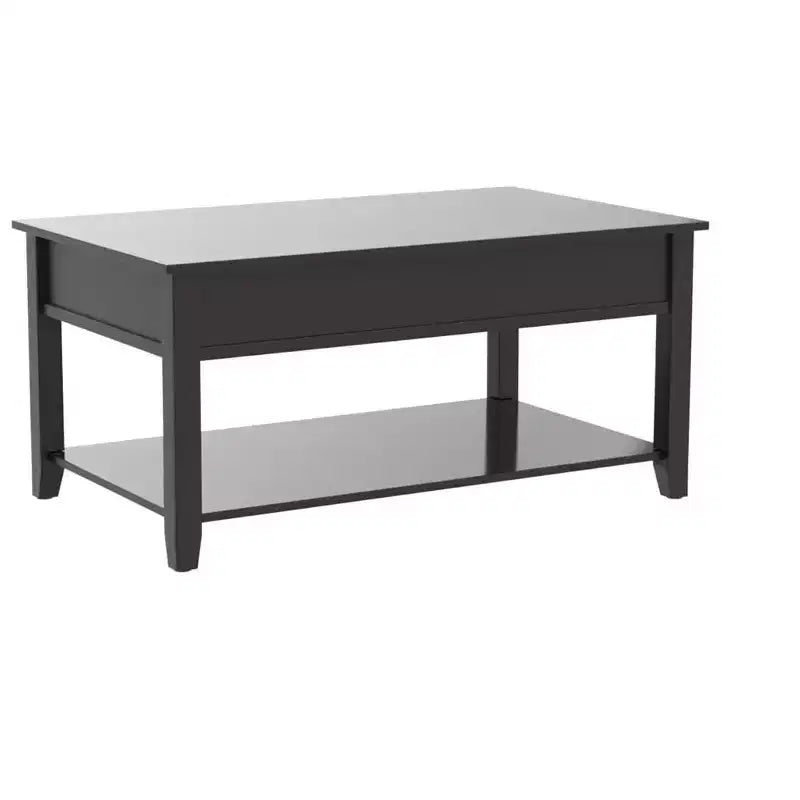 HomeRoots 40 Black Wood Lift Top Coffee Table