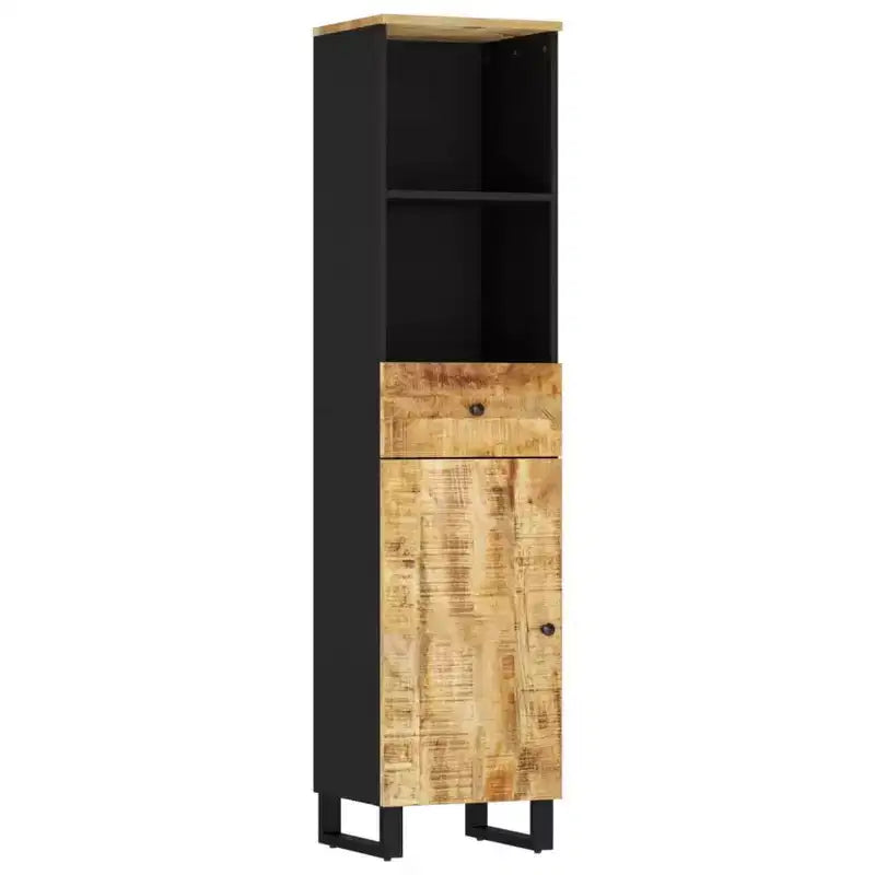 vidaXL Bathroom Cabinet Black Solid Mango Wood 63 in high Modern