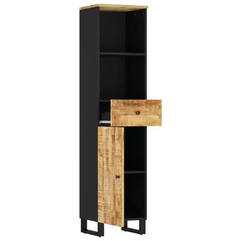 vidaXL Bathroom Cabinet Black Solid Mango Wood 63 in high Modern