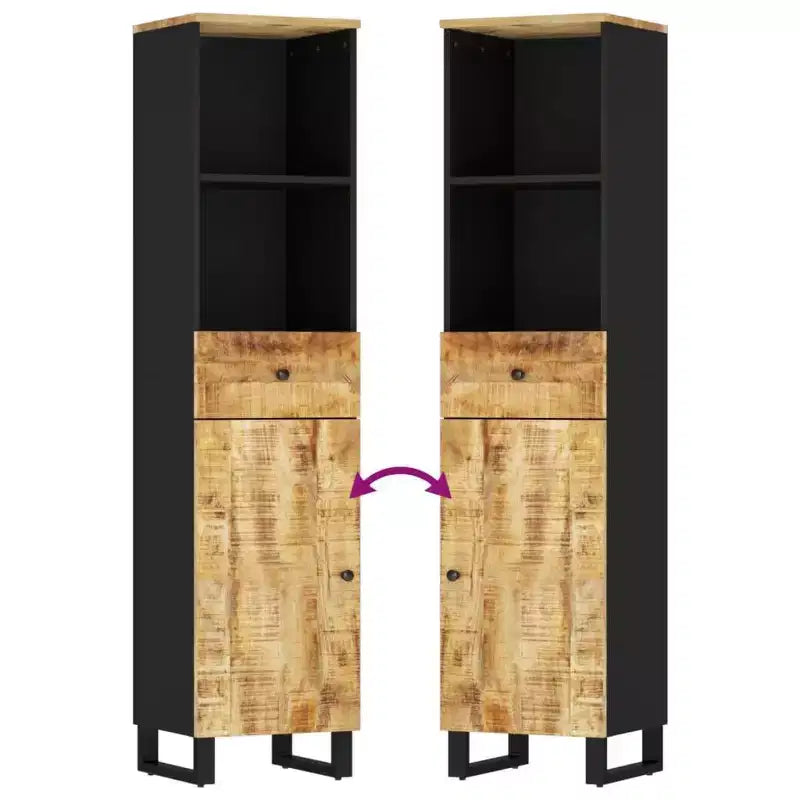 vidaXL Bathroom Cabinet Black Solid Mango Wood 63 in high Modern