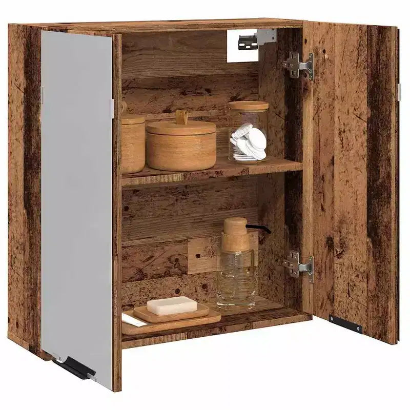 vidaXL Mirror Cabinet Old Wood Engineered Wood, Glass Medium Modern