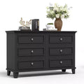6 Drawer Dresser for Bedroom,Large Wooden Storage Chest of Drawers with Metal Handles,47 Wide Dresser TV Stand, Drawer Organizer for Living Room