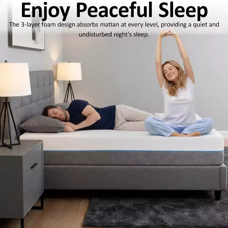 Dyonery 8/10 Inch Gel Memory Foam Mattress for Back Pain Relief,3-Layer Extra Firm Mattress with Removable Cover,Cooling & Supportive Sleep Queen/King