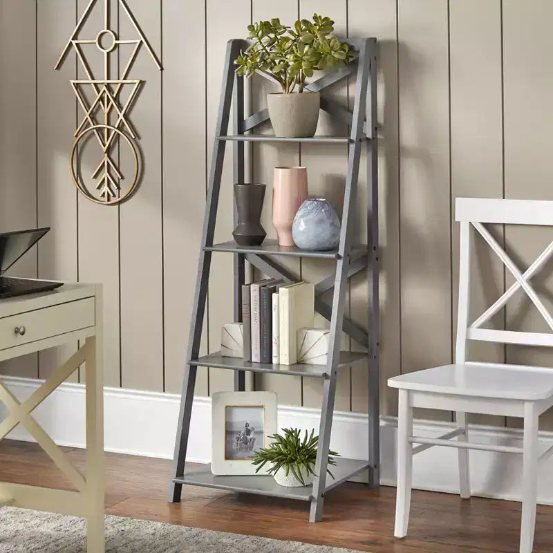 Buylateral 4 Tier Crossback Ladder Bookshelf