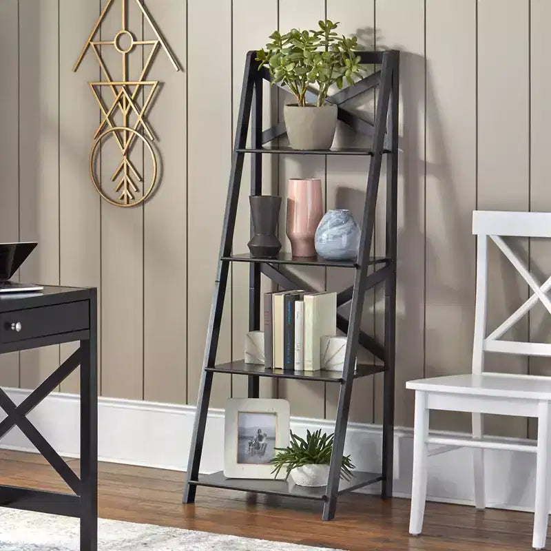 Buylateral 4 Tier Crossback Ladder Bookshelf