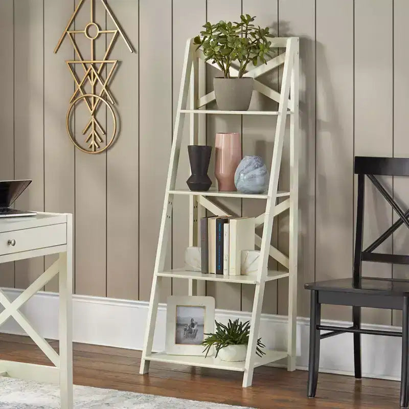 Buylateral 4 Tier Crossback Ladder Bookshelf