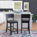 Linon Torino Faux Leather Contemporary 24" Padded Seat Counter Height Barstool Hardwood/Black: Modern Design, Solid Back