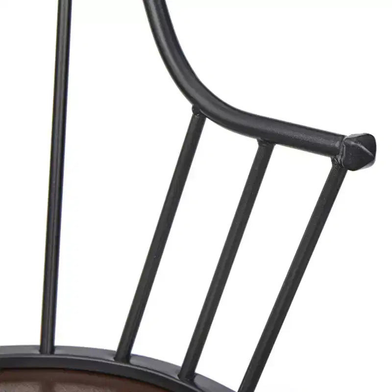 Buylateral Set of 2 Milo Farmhouse Metal Spindle Wood Seat Windsor Dining Chairs Black/Espresso: Modern Farmhouse Kitchen Chairs
