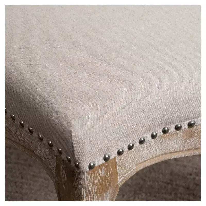 Set of 2 Weathered Tufted Fabric Dining Chair Beige - Christopher Knight Home: Upholstered, Hardwood Frame, No Assembly Required