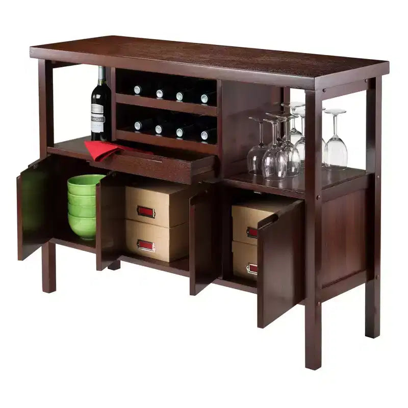 Diego Buffett Sideboard Cabinet Wood/Walnut - Winsome: Transitional Style, 3-Door Storage, 1 Drawer, 2 Shelves