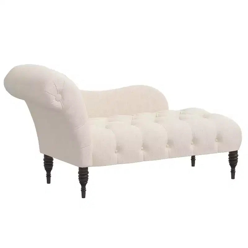 Skyline Furniture Eden Diamond Tufted Chaise: Upholstered Lounge Chair, Wood Legs
