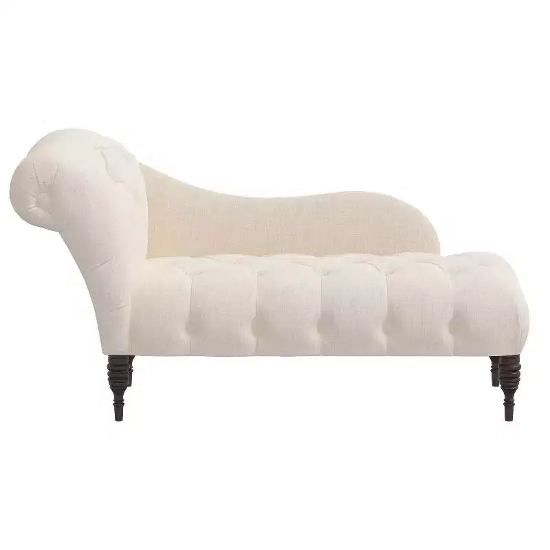 Skyline Furniture Eden Diamond Tufted Chaise: Upholstered Lounge Chair, Wood Legs