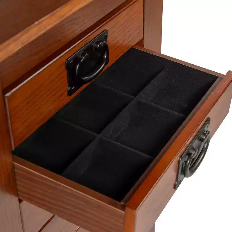 Delia Traditional Wood 8 Lined Drawer Jewelry Armoire Oak Finish - Powell