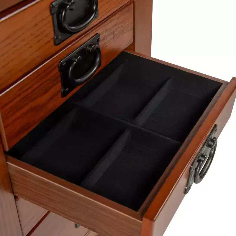 Delia Traditional Wood 8 Lined Drawer Jewelry Armoire Oak Finish - Powell