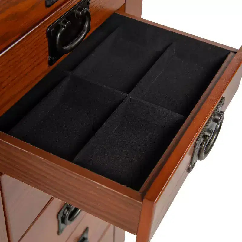 Delia Traditional Wood 8 Lined Drawer Jewelry Armoire Oak Finish - Powell