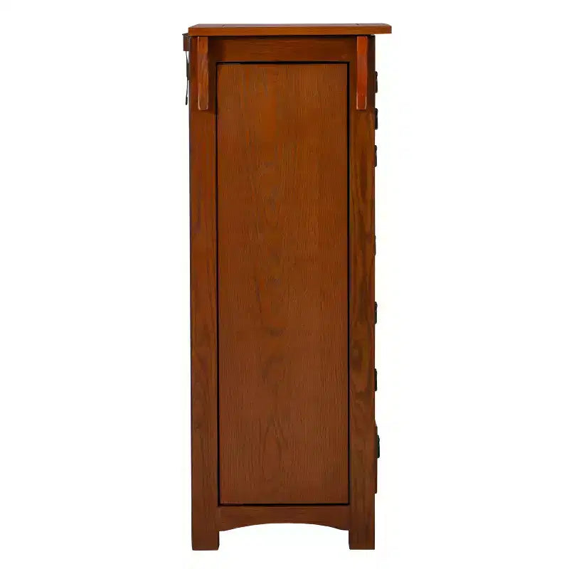 Delia Traditional Wood 8 Lined Drawer Jewelry Armoire Oak Finish - Powell