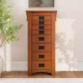 Delia Traditional Wood 8 Lined Drawer Jewelry Armoire Oak Finish - Powell