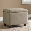 Storage Ottoman Tan - HomePop: Hinged Lid, Bedroom & Living Room Furniture, Rustic Wood Legs