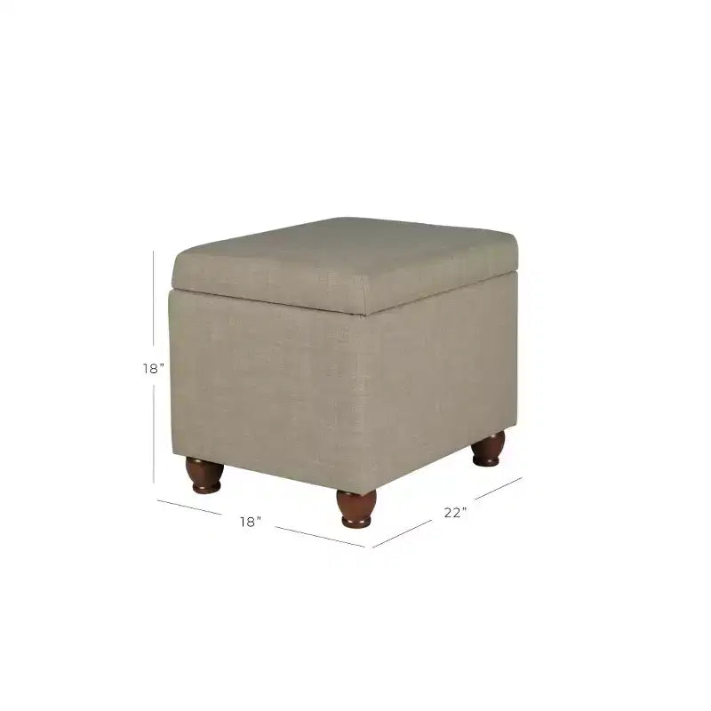 Storage Ottoman Tan - HomePop: Hinged Lid, Bedroom & Living Room Furniture, Rustic Wood Legs