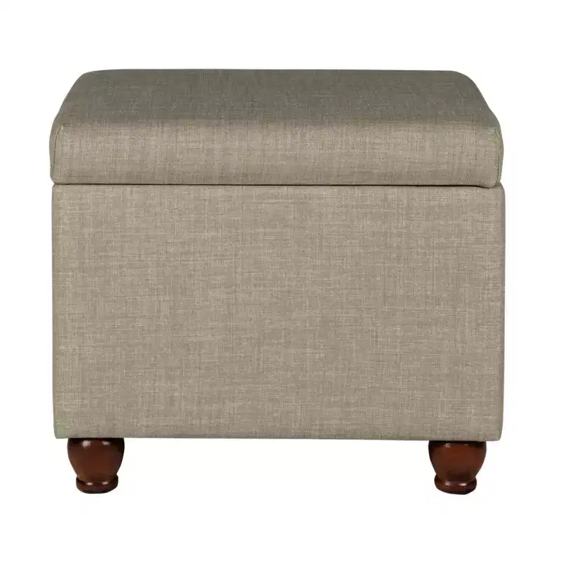 Storage Ottoman Tan - HomePop: Hinged Lid, Bedroom & Living Room Furniture, Rustic Wood Legs