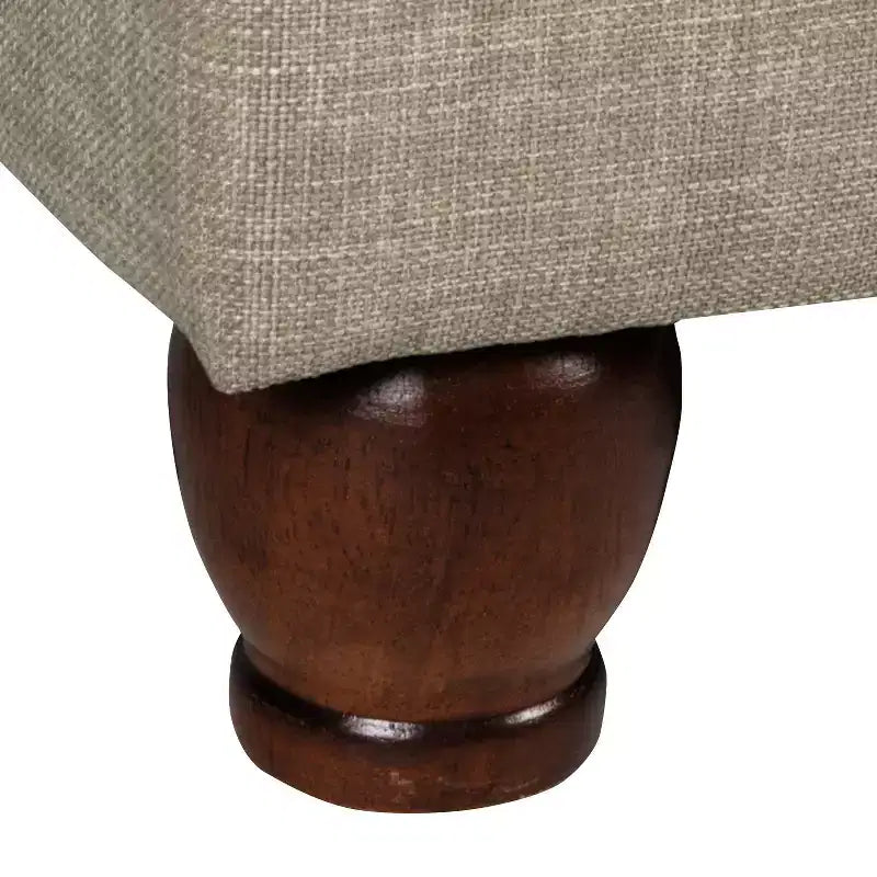 Storage Ottoman Tan - HomePop: Hinged Lid, Bedroom & Living Room Furniture, Rustic Wood Legs