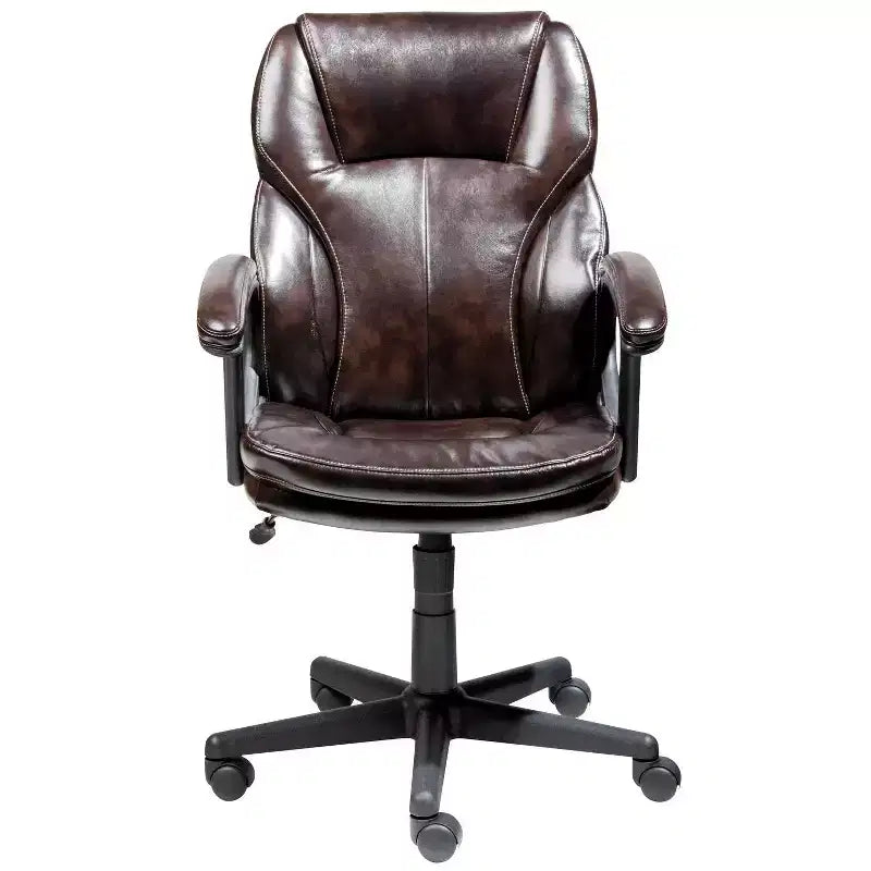 Serta Manager's Chair Roasted Chestnut Brown: Executive Style, Adjustable Height, Swivel, Faux Leather Upholstery