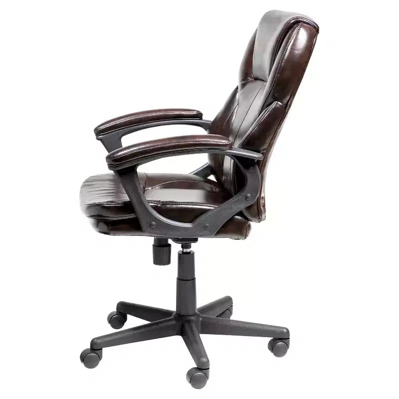 Serta Manager's Chair Roasted Chestnut Brown: Executive Style, Adjustable Height, Swivel, Faux Leather Upholstery
