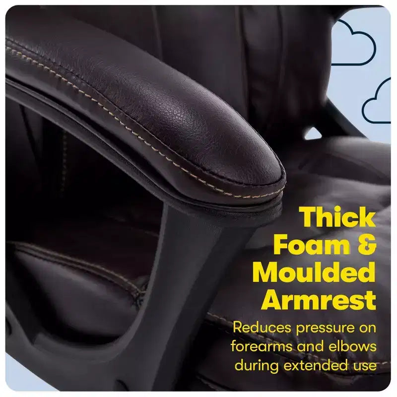 Serta Manager's Chair Roasted Chestnut Brown: Executive Style, Adjustable Height, Swivel, Faux Leather Upholstery