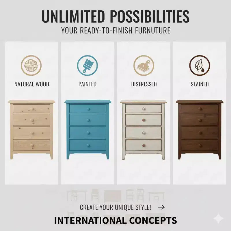 Computer Desk with Flip Down Drawer Unfinished Wood - International Concepts: Solid Parawood, Modern Style, 100lb Capacity