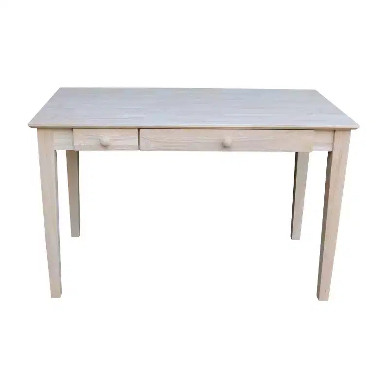 Computer Desk with Flip Down Drawer Unfinished Wood - International Concepts: Solid Parawood, Modern Style, 100lb Capacity
