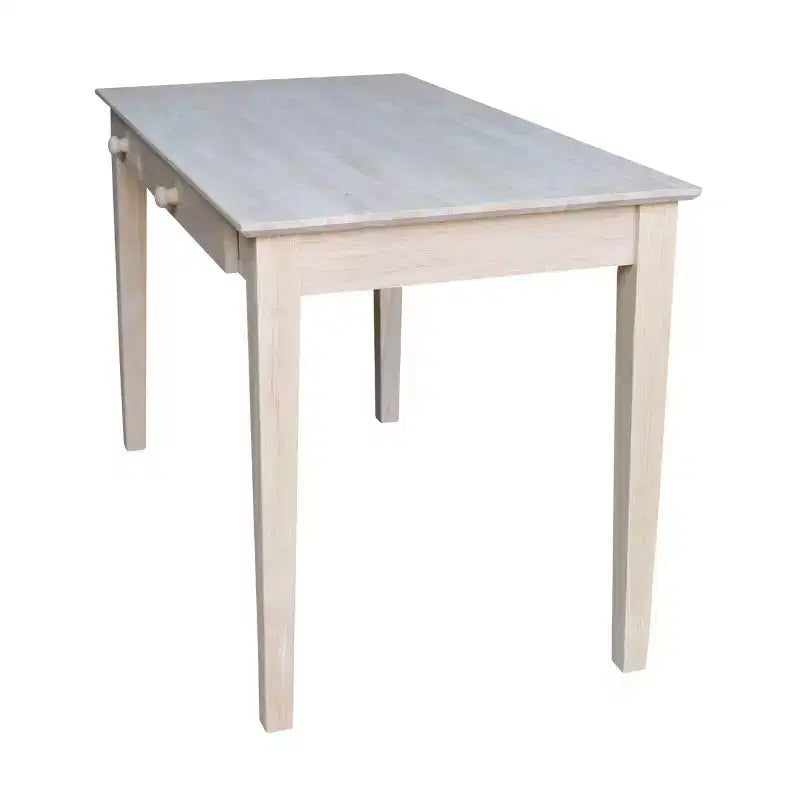 Computer Desk with Flip Down Drawer Unfinished Wood - International Concepts: Solid Parawood, Modern Style, 100lb Capacity