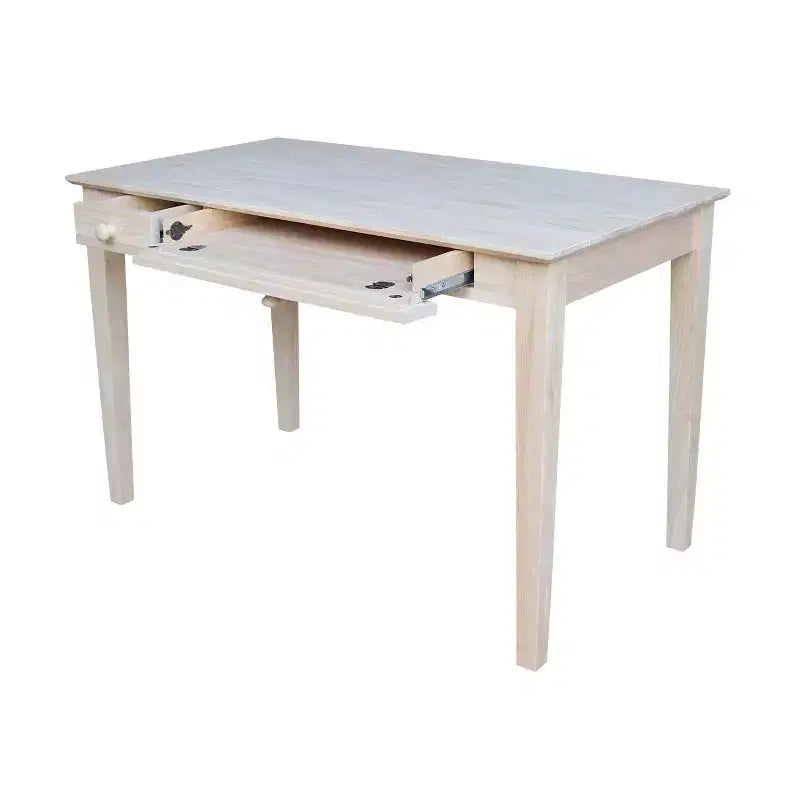 Computer Desk with Flip Down Drawer Unfinished Wood - International Concepts: Solid Parawood, Modern Style, 100lb Capacity