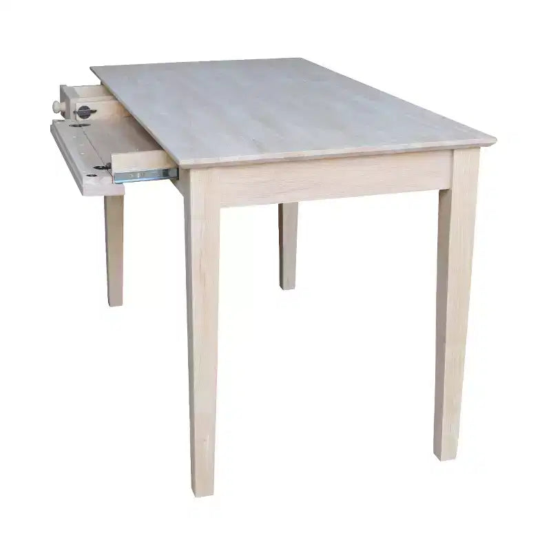 Computer Desk with Flip Down Drawer Unfinished Wood - International Concepts: Solid Parawood, Modern Style, 100lb Capacity