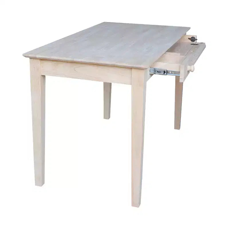 Computer Desk with Flip Down Drawer Unfinished Wood - International Concepts: Solid Parawood, Modern Style, 100lb Capacity
