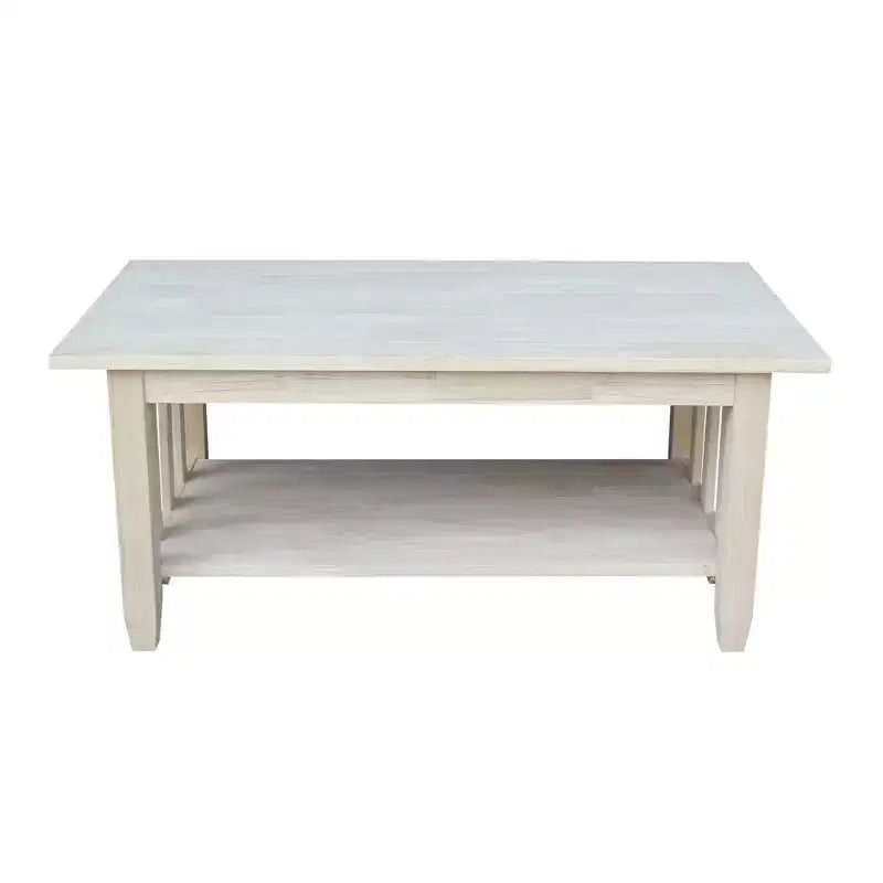 Mission Tall Coffee Table - International Concepts: Solid Wood, Farmhouse Style, Rectangular Shape, Shelf Storage