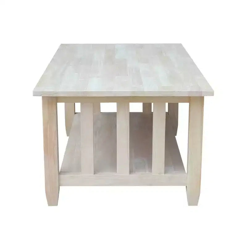 Mission Tall Coffee Table - International Concepts: Solid Wood, Farmhouse Style, Rectangular Shape, Shelf Storage