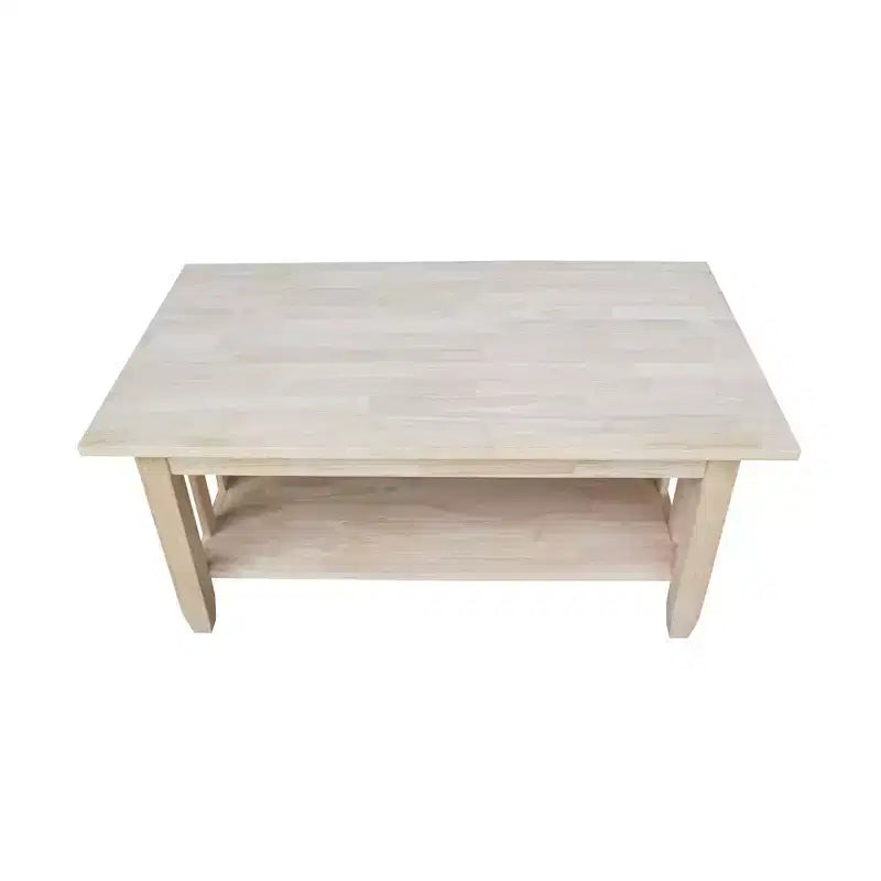 Mission Tall Coffee Table - International Concepts: Solid Wood, Farmhouse Style, Rectangular Shape, Shelf Storage